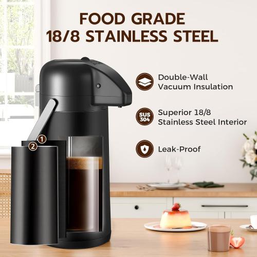 Coffee Carafe for Keeping Hot, 102OZ / 3L Airpot Coffee Dispenser with Pump