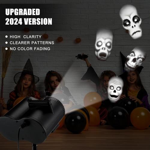 Black Moukeren Halloween Christmas Projector Lights Outdoor 2-in-1 Holiday Light Projector with 20 Slides Patterns 10 Colors Waterproof Halloween Xmas Party Yard Garden Decorations