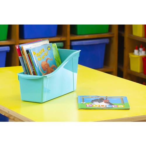 Storex Large Book Bin, 14.3 x 5.3 x 7 Inches, Red, Case of 6 (71116U06C), 14.3 x 5.3 x 7 Inches, 6-Pack