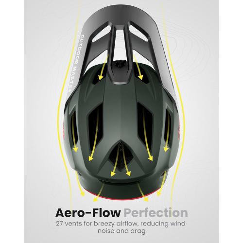 Size large OutdoorMaster MIPS Full Face Mountain Bike Helmet for Men & Women - Two Removable Chin Pad, Ventilation Lightweight - Racing Downhill DH BMX MTB Helmet