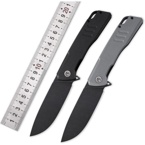 Petrified fish PFB02 Loco Pocket Knife, 3.70 D2 Satin Blade Camping Knife, 5.29oz G10 Handle Flipper Liner lock Folding knife for EDC (Green Satin)