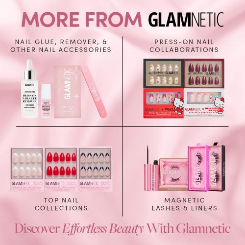 Glamnetic Press On Nails - Sugar Glazed | Medium Oval Fake Nails with a Sheer Nude Base, Mini White Polka Dots & Glazed Finish, Salon Quality Everyday Nails | 15 Sizes - 30 Nail Kit with Glue