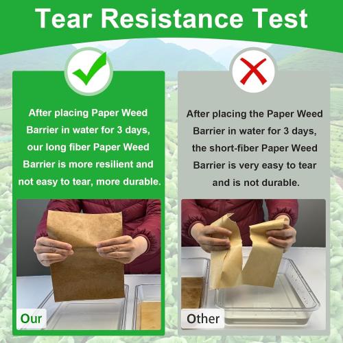 Biodegradable Paper Weed Barrier Roll, Thickened Tear Resistance Garden Weed Barrier Heavy Duty Garden Paper Weed Control Landscape Paper Mulch Weed Mat for Outdoor Garden Lawn (4 x 100 FT)