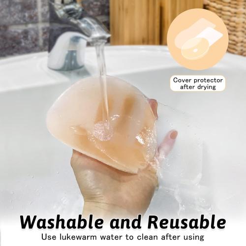 Shintrend Nipple Cover for Women: Silicone Breast Lift Pasties 5.1inch Reusable Adhesive Sticky Bra with Bob Tape