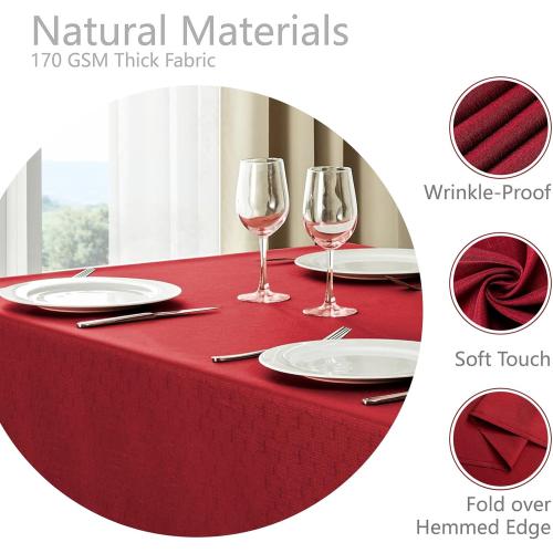 Rectangle Tablecloth Waterproof 52x70 inch Linen Textured Table Cloth Stain and Wrinkle Resistant Washable, Decorative Fabric Table Cover for Dining, Party and Camping, Red