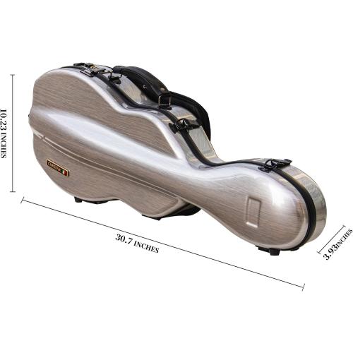 Christina violin case 4/4 Full Size Violin case High-Strength Carbon Fiber Pear-Shaped Violin Music Bag With Combination Lock and Extra Bag Gray Violin Hard Case (VB-Random type-SilveryGray spot)