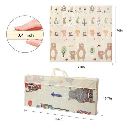 78 X 70 Baby Play Mat Floor Mat Foam Playmat, Non-Toxic Foldable Waterproof Crawling Mat for Toddlers and Infants
