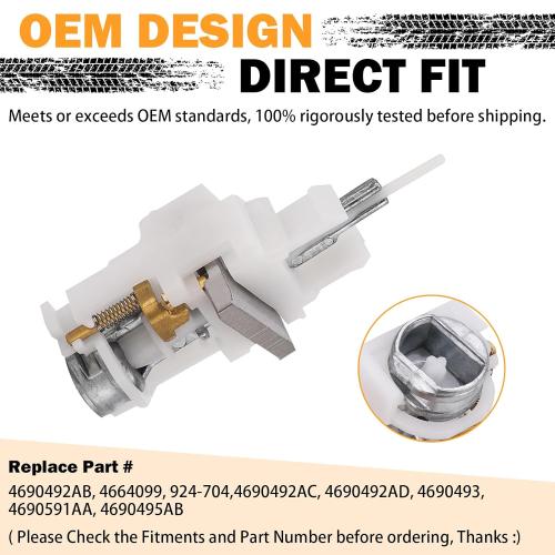 Yinlowa Ignition Switch Actuator Pin Assembly - Fits Jeep Wrangler 1997-2006, Liberty 2002-2007, Grand Cherokee 1999-2004, Dodge Neon, Chrysler PT Cruiser - Replace 4690492AB 924-704 4664099