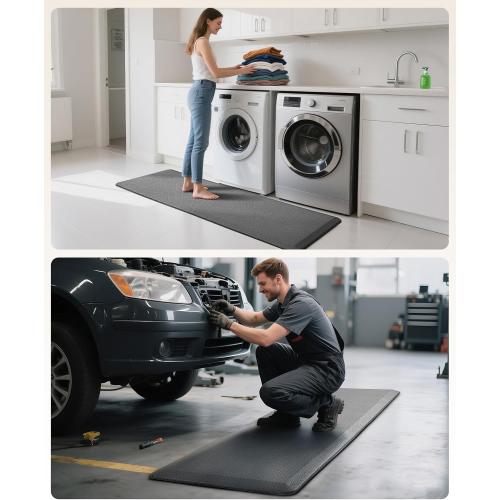 Ophanie Kitchen Mats for Floor, 3/4 Inch Thick Kitchen Rugs, 24'' x 70'' Anti Fatigue Standing Cushioned Mat, Waterproof,Comfort Ergonomic Mat for Office, Home, Sink, Grey Non-Slip Bottom