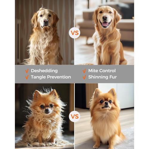 uwant Dog Grooming Vacuum, Cat Grooming Kit, Pets 13KPa Suction Grooming Kit for Home, 6 in 1 Low Noise Pet Hair Removal Tool, White and Silver