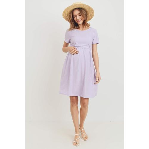 M HELLO MIZ Women's Maternity Empire Waist Casual Dress