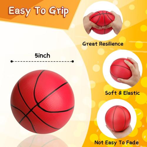 4PCS....Mini Foam Basketball for Hoop, 5 Squeeze PU Balls for Over The Door Hoop, Replacement Balls for Kids Adults, Beach Indoor Outdoor Sport Game Gift Set 4 PCS (Rainbow)