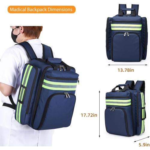 Medical Bag Backpack Empty First Aid Backpack Emergency Empty,Medicine Bag Empty，Medical Bag Organizer，Emergency Medical Backpack,First Aid Backpack, Medicine Mag for Traveling Nurses(Bag Only)