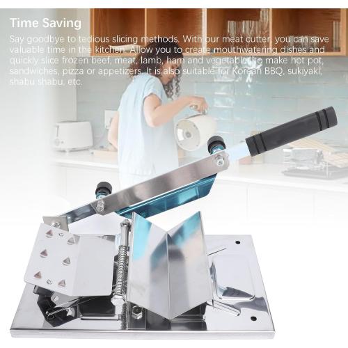 Manual Frozen Meat Slicing Machine, Stainless Steel Meat Cutter for Beef Mutton Roll, Adjustable Thickness Food Slicer for Hot Pot BBQ Home Cooking with 12 Accessories‼️missing pieces‼️