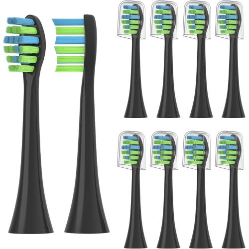 10 Pack Toothbrush Replacement Heads Compatible with 7AM2M AM100/AM105/AM110 Electric Toothbrush, Soft Brush Bristles, Black
