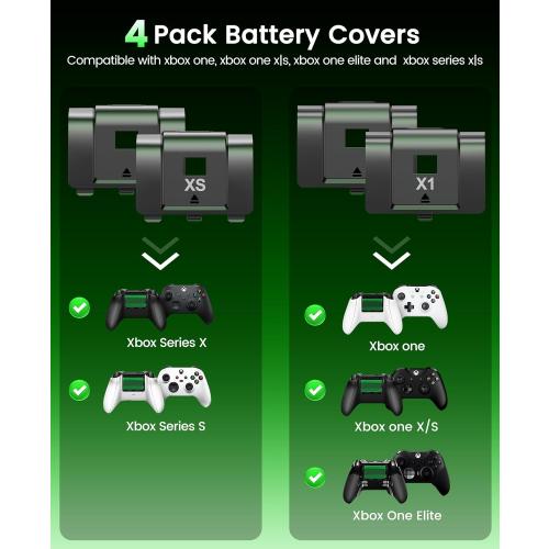 Svetaecho for Rechargeable Xbox Controller Battery Pack – 2x4800mWh Long-Lasting Battery with 4 Back Covers, USB-C Fast Charging Compatible with Xbox Series X|S / Xbox One / Elite Controller Xbox Series X Cases