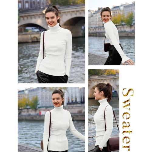 Size M/L ....Turtleneck Ribbed Sweaters for Women Cute Sexy Knitted Warm Fitted Sweater