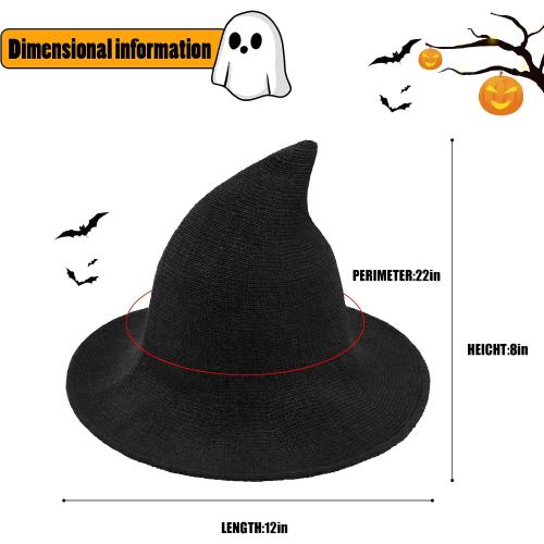 Halloween Witch Hat for Women Wide Brim Foldable Halloween Wool Hats for Party Cosplay Costume Accessory