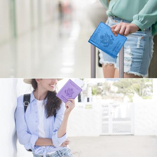 Eoehro 2Pack Passport Holder Wallet Cover Case, Travel Essentials for Women and Men