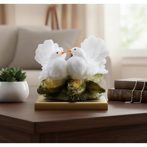 Color White eSplanade Love Birds Showpiece | Bird Statue Romantic Couple Gift Decorative Showpieces Items (White)