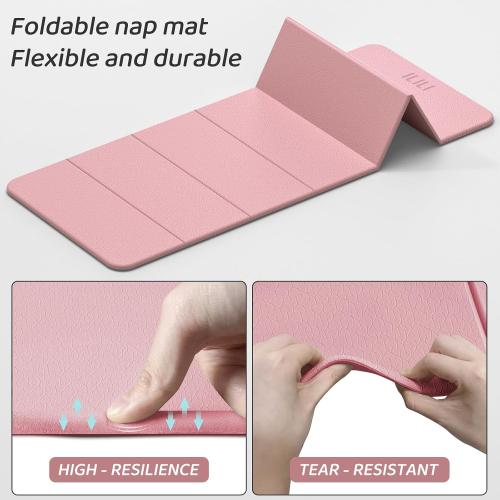ILILI Foldable Yoga Mat 71 * 24 * 0.3 Inch | Lightweight TPE Non Slip Exercise Mat, Waterproof Portable Fitness Mat for Home Gym, Pilates, Stretching & Daily Workouts