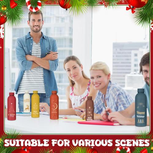 LemonRoad 6 Pcs Christmas Stainless Steel Cup, 17 oz Employee Appreciation Reusable Gift, Thank You Water Bottle Bulk, Color Sport Bottle, Inspirational Team for Coworker Teacher Nurse Staff Gift