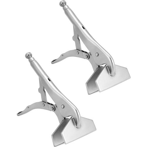 QWORK 10 Locking Sheet Metal Clamp, 2 Pack Welding Locking Plier Tools, Heavy Duty Sheet Metal Grip Tool, Adjustable Opening Nickle Plated Welding Plier