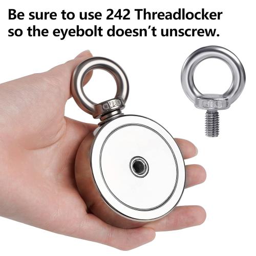 VNDUEEY 760 LBS Magnet Fishing Kit, Fishing Magnets Kit Includes Grappling Hook, Heavy Duty 65FT Rope, Gloves & Locking Carabiner - 2.36inch Diameter