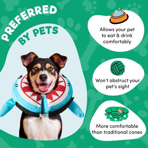 BENCMATE Inflatable Dog Cone Collar Alternative After Surgery Small, Shark