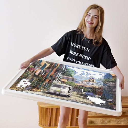 1500 Pieces Rotating Plastic Puzzle Board with Drawers and Cover, 35x27 Portable Spinning Jigsaw Puzzle Table for Adults, Upgraded Lazy Susan, Ideal Gift for Mum