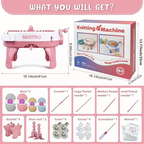 SENTRO 48 Needles Knitting Machine with Row Counter and Plain/Tube Weave Conversion Key, Efficiently DIY Scarf Hat Sock
