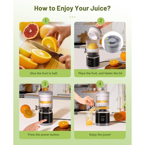 Electric Citrus Juicer, Automatic Orange Juicer Squeezer with Power Cord, Portable Juicer with Cleaning Brush for Lemon, Grapefruit, High Juice Yield, One Touch Operation, Easy to Clean