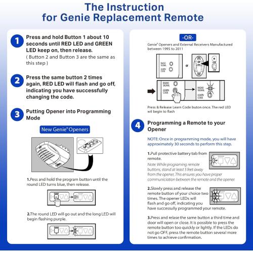 O3T-BX O3T-A 315/390MHZ Dual Frequency Auto-Seek Overhead Door Garage Opener Remote, for Overhead Door CodeDodger/Genie Intellicode, 3 Buttons Remote Replace for Overhead Door Remote (2 Pack)
