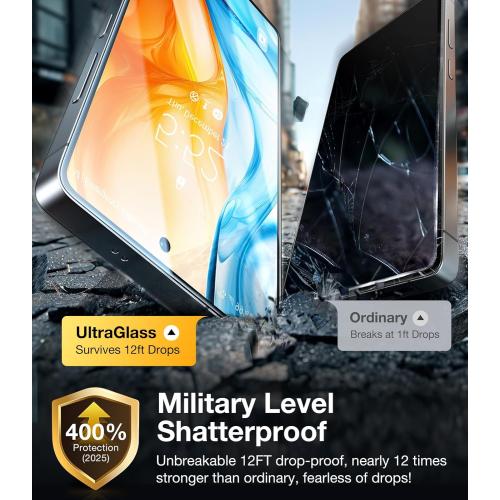 UltraGlass Unbreak 9H  Glass for Samsung Galaxy S25 Ultra Screen Protector [Military Grade Shatterproof & Longest Durable] Galaxy Screen Protector S25 Ultra Tempered Glass Full Coverage, 2 Pack