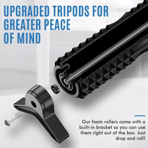 Trigger Point Foam Roller with Stand, 18 Inch Medium Density Foam Roller Long Yoga Roller Foam Exercise Roller for Physical Therapy, Muscles Deep Tissue, Pilates, Back Pain and Muscle Recovery (Black)