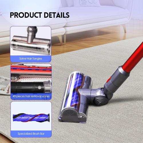 Upgrade Anti-Tangle Replacement Vacuum Head Compatible with Dyson V8, Cyclone V10,V11,V15 Cordless Vacuum Cleaners, Suitable for Thin Carpets, Hardwood Floor
