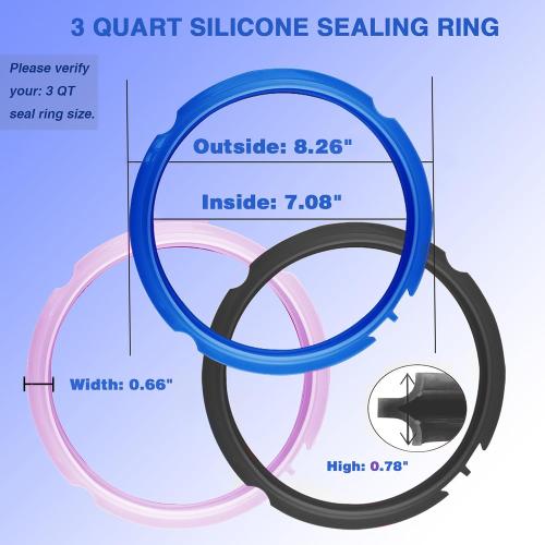 4 Pack 3 Qt Sealing Ring for Instant pot Replacement Silicone Gasket Seal Rings with 4 Colors with 4 Float Valve Seal Gasket, Fits Mini 3, Duo/Plus 3, Ultra 3, Lux 3, Nova 3 Quart
