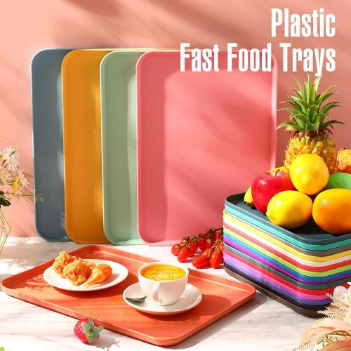 Sintuff 10 Pcs Plastic Art Trays Colorful Fast Food Lunch Trays Bulk Activity Crafts Sensory Serving Organizer for Home, School, Kids, DIY Projects, Painting, Beads