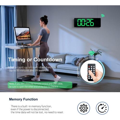 Digital Wall Clock Large Display 16, Digital Clock with 11 RGB Colors Changing Remote Control, LED Clocks with Night Lights for Living Room Bedroom Office Classroom Decor, Auto DST (Multicolor)