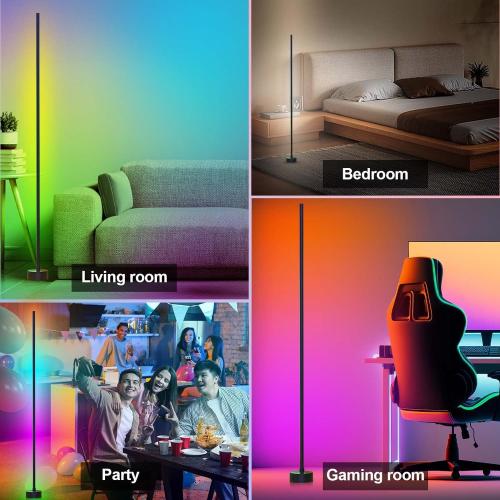 Miortior Corner Floor Lamp - Smart RGB LED Corner Lamp with App and Remote Control, 16 Million Colors & 68  Scene, Music Sync, Timer Setting - Ideal for Living Rooms, Bedrooms, and Gaming Rooms