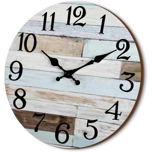 Wall Clock Battery Operated 16 Inch Silent Non-Ticking Coastal Country Style Decorative for Living Room, Kitchen, Home,Bathroom, Bedroom, Laundry Room