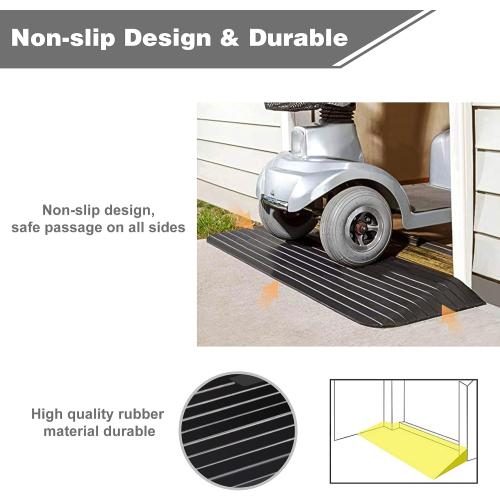 3 Rise Threshold Ramps Doorway, Wheelchair Ramp with Non-silp Surface, 4400 LBS Capacity, Solid and Portable, for Steps, Driveway and Curb Black