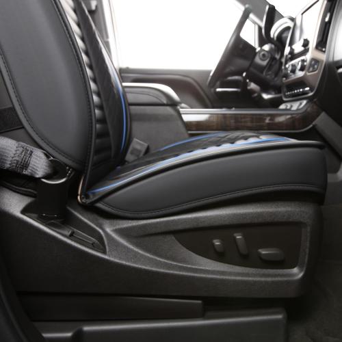 JOJOBAY Chevy Silverado Seat Covers,GMC Sierra Seat Covers,Custom Fit 2007-2025 1500 2500HD 3500HD Crew Double Extended Regular Cab,LT LZT RST Trail Boss(Front Pair,Black Blue)