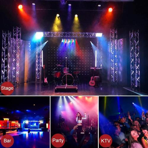 4 Pack Black MOSFiATA Par Lights 4 Pack, RGB 36 LED Stage Light Sound Activated DMX Control, 7 Modes Uplighting with Remote Control Stage Lighting, DJ Party Light for Club KTV Disco Party（4 Pack）