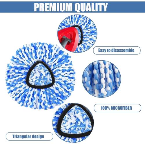 3-Pack Spin Mop Replacement Head for O-Ceda RinseClean Spin Mop Refill 2-Tank System Microfiber Deep Cleaning Machine Washable and Easy-to-Replace