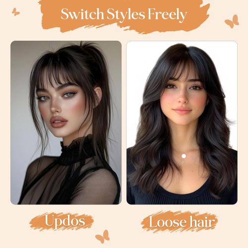 Clip in Bangs, 100% Real Human Hair, Human Hair Clip in Bangs, Wispy HairPieces, No Tangle & Smooth, 11g #06 Light Brown