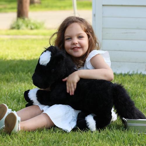 Tezituor 4Pcs Horse Stuffed Animal with Babies, 18 inch Large Mommy Stuffed Horse with 3 Baby Pony Plush, Realistic Black Pony Plush Pillow for Boys Girls Birthday Easter Decor