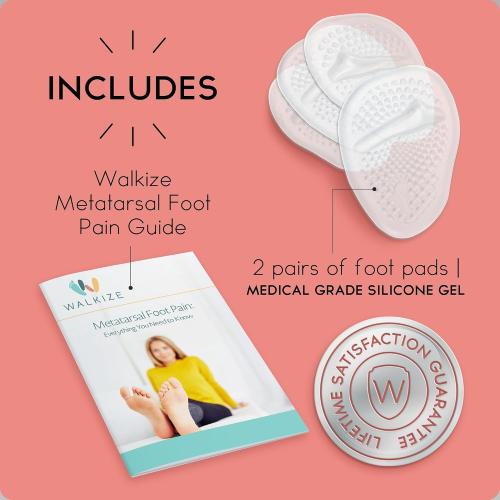 Walkize Metatarsal Pads Women | Heel Inserts for Women | Ball of Foot Cushions (2 Pairs Foot Pads) All Day Pain Relief and Comfort One Size Fits Shoe Inserts (Foot Cushions Clear)
