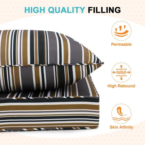 EAGLE PEAK Outdoor Deep Seat Patio Seat Cushion Set, 24 x 24 x 5 inch, 2-Piece Back Chair Cushion, 1 Pack, Brown Stripe