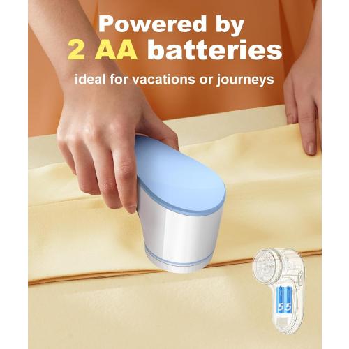 Fabric Shaver, Lint Remover for Clothes, Effectively and Quickly Remove Pills, Sweater Shaver with Stainless Steel 3-Leaf Blades and Safety Lock Protection.(Blue & White)